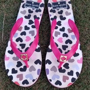 Kate Spade Size 8 Flip flops pink black guc